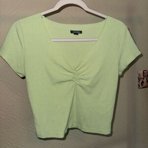 Wild Fable Green Ruched Crop T-Shirt